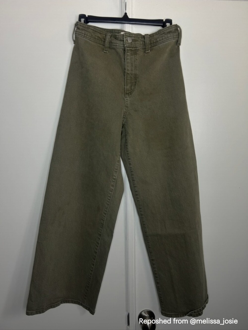 High-Waist Wide Leg Jeans in Olive for Women